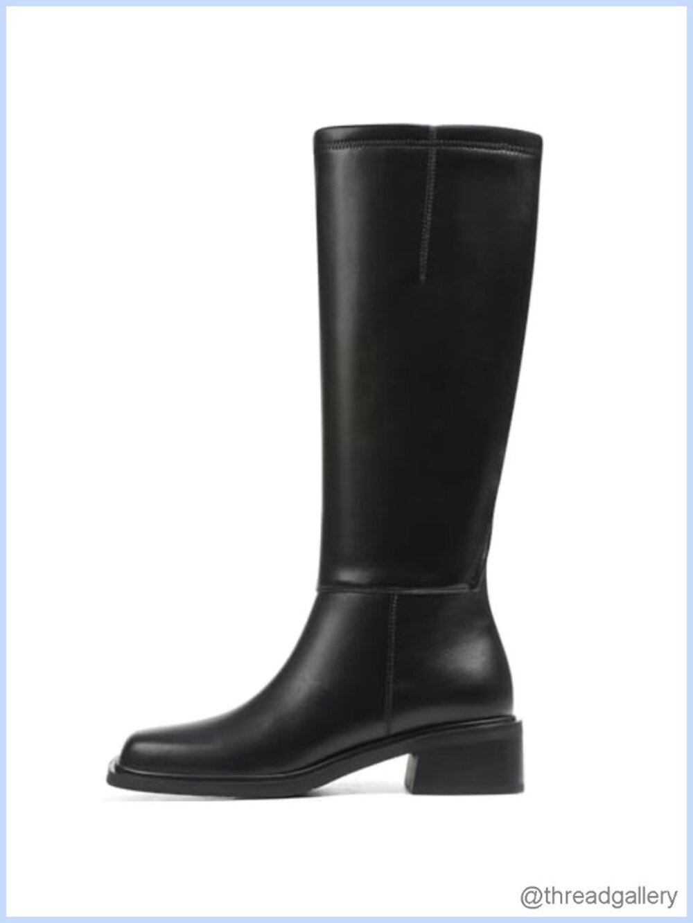 Faux Leather Knee-High Boots Square Toe Low Heel Tall Boots